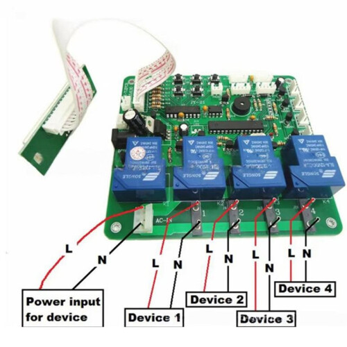 JY-21 4 Digits Display 4 Channel Timer Board for Bill Acceptor Coin Acceptor,  Control Pcb for Car Washing Machine