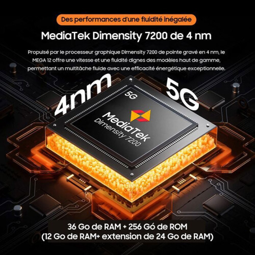 Blackview Tablet 5G Táctil BLACKVIEW MEGA 12 Tablet 12.2 Polegadas Android 16,36Go RAM+256Go ROM, MediaTek Dimensity 7200, IP69K, com teclado 1
