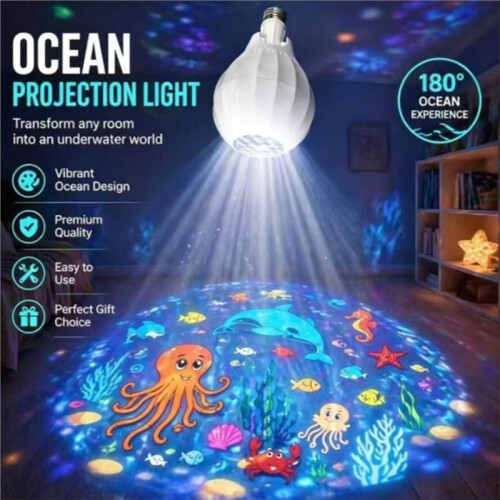 Projector LED Light E27 Lamp  Ocean World Pattern Lighting Projection Light Rotating Flash for Holiday Party 2