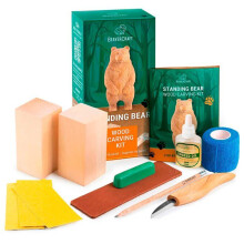 Kit di scultura su legno - BEAVERCRAFT - Orso - Legno di tiglio - Per principianti - Coltello, modello e guida