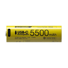 Batería de litio-ion 21700 - Nitecore - 5500 mAh - 3,6 V - 20 A - USB-C - Carga directa - Diodo de carga