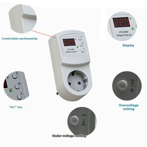 Protection over Voltage Protector Relay Socket AC220V 16A Electronic Multifunctional Plug Socket EU Plug 2