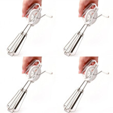 4X Rotary Manual Hand Whisk Egg Beater Mixer Blender Stainless Steel Kitchen Tools