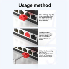 20PCS RJ45 Inserts Lock with Key Dust-Proof Network Plug Enhances Data Security Protection for , Router Red