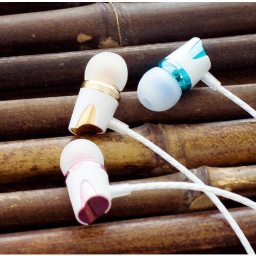 (rose red)In Ear Wire Control Cuffie Auricolari Microfono con