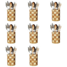 8X Porta-Talheres de Bambu, Organizador de Talheres, Porta-Utensílios para Bancada de Cozinha, Organizador de Utensílios de Cozinha de Madeira