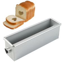 3X Long Cake Baking Pan Flowing Heart Cake Mold Aluminium Alloy Square Bread Loaf Pan with Center Tube DIY Cake Tools-B