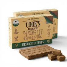 32pc Firelighter Cubes, 190g, Cook's Natural Firelighter Cubes, Compact Small Pack for BBQ, Stoves & Fireplaces (2-Box, 64pcs)