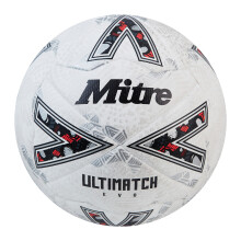 Mitre Ultimatch Football, Enhanced Control, Extra Durability, Added Accuracy, Ball, White/Off-White/Trophy Silver, 4