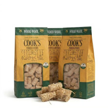 Cook's Wood Wool Firelighters, 3-Pack (3x25pcs), 350g, Natural, Long Burning, for BBQ, Stoves & Campfire.