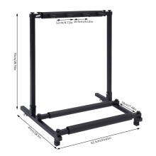 Support de guitare 3 compartiments, pied réglable en fer noir avec coussin mousse EVA