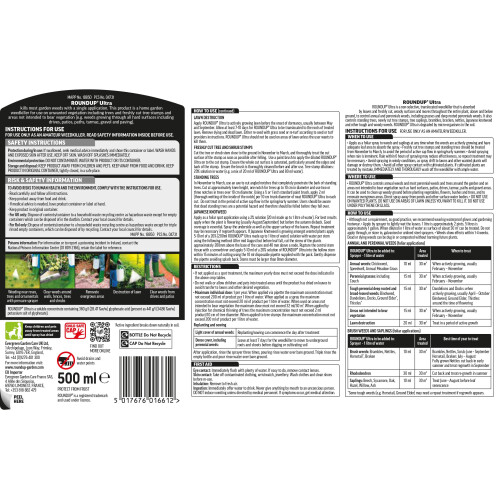 Roundup Roundup Ultra, Tough Weedkiller, Concentrate Liquid, 500 ml 2