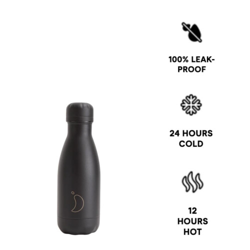 Chilly's Chilly's Original Water Bottle - All Black - 260ml 2