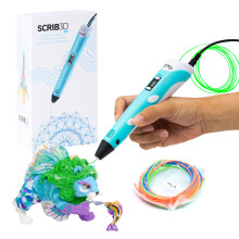 SCRIB3D P1 3D Printing Pen with Display - Includes 3D Pen, 3 Starter Colors of PLA Filament, Stencil Book + Project Guide, and Charger