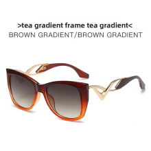 (Gradient Tea)Lunettes de soleil oeil de chat haut de gamme avec teintes dégradées pour urbaines et looks loisirs