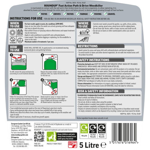 Roundup Roundup Path Weedkiller, Ready to Use, Refill for Pressure Sprayer, 5 Litre 2
