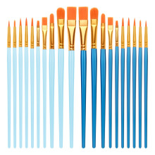20 PCS Nylon Hair Paint Brushes Set. Flat Art Brushes for Watercolor, Oil, Acrylics, Face, Nail Art.