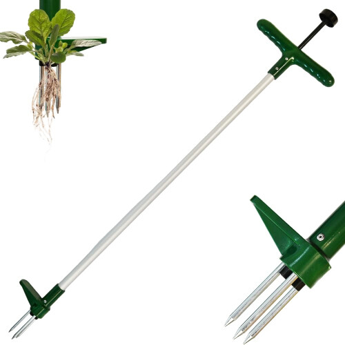 Armo Handheld Weed Puller Long Handle Garden Weeding Tool With 3 Claws Weed Root Puller Grabber 100CM, Black And Green 1