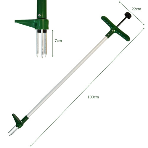 Armo Handheld Weed Puller Long Handle Garden Weeding Tool With 3 Claws Weed Root Puller Grabber 100CM, Black And Green 2