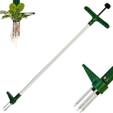 Armo Handheld Weed Puller Long Handle Garden Weeding Tool With 3 Claws Weed Root Puller Grabber 100CM, Black And Green