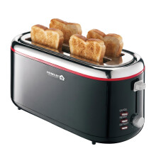 HOMILEC 4 Slice Toaster Black - Extra Wide Long Slots for Breads, Crumpets and Bagels, Reheat and Defrost with 5 Level Browning Control