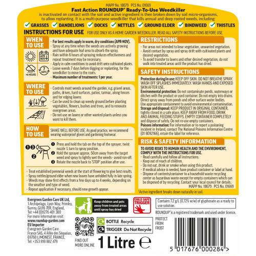 Roundup Roundup Total Fast Action Weed Killer, 1 Litre 2