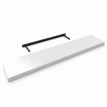 (595x235mm, White Gloss) Floating Wall Shelf with Concealed Bracket - White Gloss or Sonoma Oak