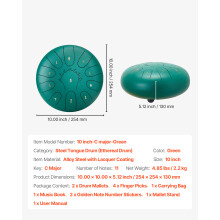 VEVOR Tambour à Langue en Acier 25,4 cm 11 Notes Do Majeur avec Livre de Partitions et Mailloches pour Méditation et Yoga