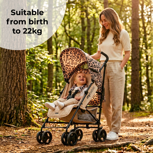 My Babiie MB01 Lightweight Stroller - Fawn Leopard 2