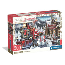Puzzle 500 Teile - Clementoni - Bahnhof - Bahnhof im Schnee - 49x36 cm - Poster inklusive - Ab 14 Jahren