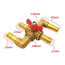 Integrated Four-Way Manual Hot Water Control Valve for Automobiles, Pure Copper Water Heating Valve for Trucks