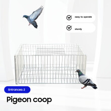 Cage à pigeons et grands oiseaux, fer robuste gris argenté, 61x43x26cm, double entrée pour jardin