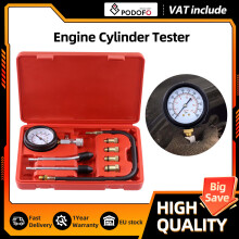 Podofo Kit de Test de Compression de Cylindre, 8 pièces, 0-300 PSI, pour Moteur Essence Voiture Moto