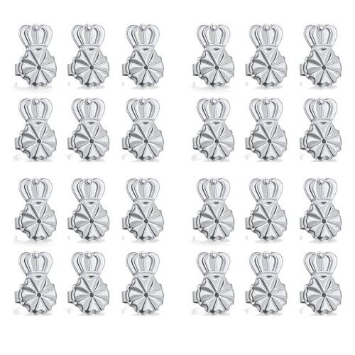12-Pairs Earring Backs,Earring Backs Lifter for Heavy Earrings, Adjustable Hypoallergenic Secure Earring Backs(Silver)