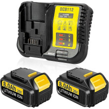 (3) 2-pakning 8,0 Ah 20 V/18 V Dcb184 batterisett med 4 A lader for Dewalt Dcb180/181/182