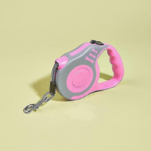 (Rose Pink and Gray, 3M) Laisse rétractable en nylon de 3/5 m pour petits chiens et chats, résistante et idéale pour la randonnée en extérieur.
