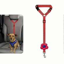(Red, One-size) 1-pakning nylon bilbelte for hund med metallspenne, uttrekkbar klips, kjæledyrsikringsbånd