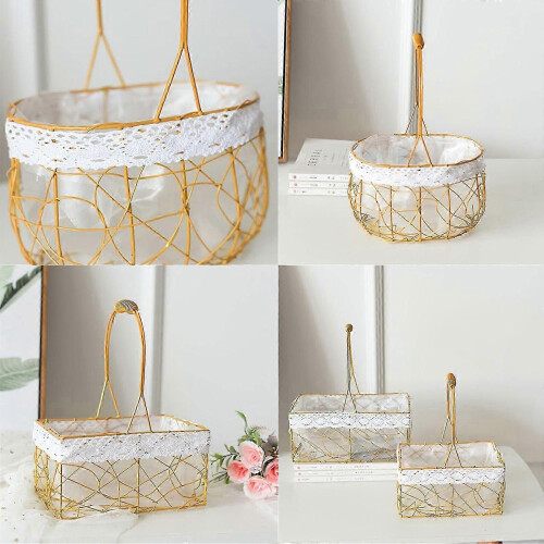 (Rectangular large po) Handheld Portable Sturdy Woven Storage Basket Convenient Handle Designs Home Organization 1