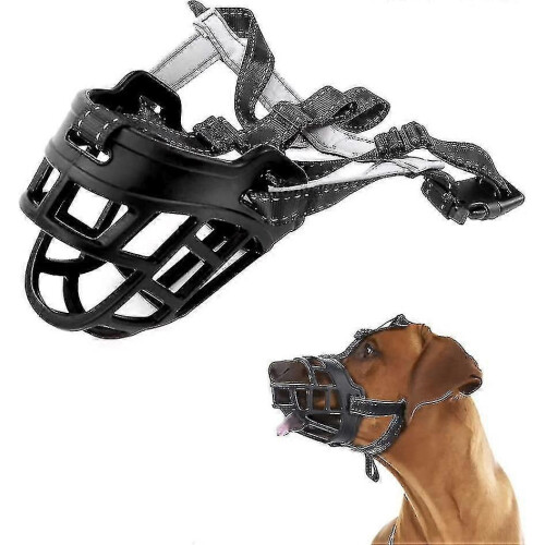 (Black, SIZE 1) Dog Basket Muzzle Adjustable SML - Stops Chewing Barking Biting Panting-hy