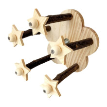 (primary color) Creative Wooden Bird Exercise Wheel Perch Toy for Cockatiels Macaws Parrots Sparrows Color