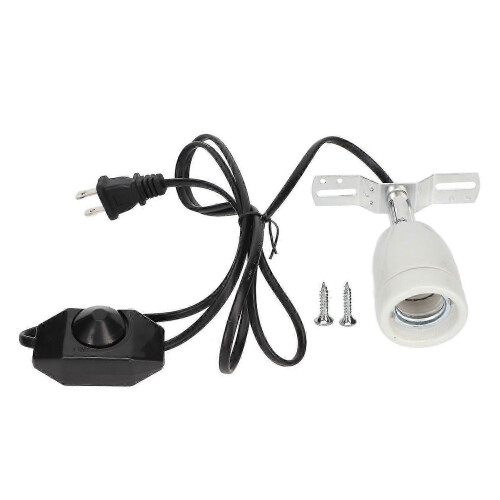 (US Plug) Rotatable Heating Bulb Base with Switch for E27 400W Ceramic Reptile Heat Lamp Holder