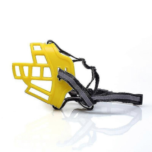 (Yellow, SIZE 6) Dog Basket Muzzle Adjustable SML - Stops Chewing Barking Biting Panting-hy
