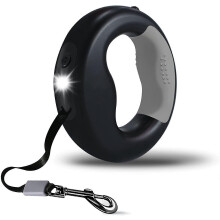 (Black) LED uttrekkbart hundebånd 10 fot nylon sklisikkert håndtak små mellomstore hunder 44 lb 360 flokefri