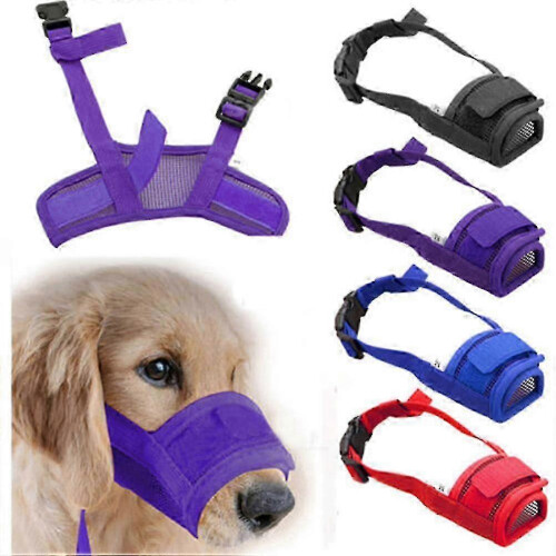 (Blue, M) Stop Biting and Chewing Instantly with Adjustable Mesh Dog Mouth Guard