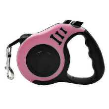 (Pink and Black, 3M) Rozwijana smycz nylonowa 3/5 m dla małych psów i kotów, trwała, do wędrówek na świeżym powietrzu