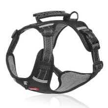 (Black, M) DUOMM HT-524 ST Oddychająca odblaskowa kamizelka bezpieczeństwa dla szczeniaka z uchwytem sterującym, żółta