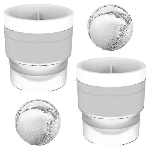 (White) Easy Release Silicone Whiskey Ice Ball & Cocktail Ice Cube Maker Mold Set 1