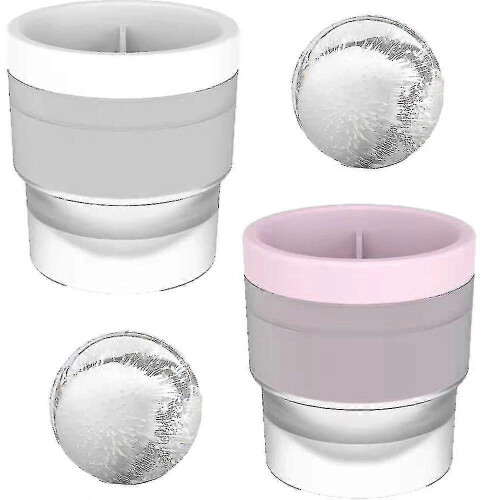 (white - pink) Easy Release Silicone Whiskey Ice Ball & Cocktail Ice Cube Maker Mold Set 1