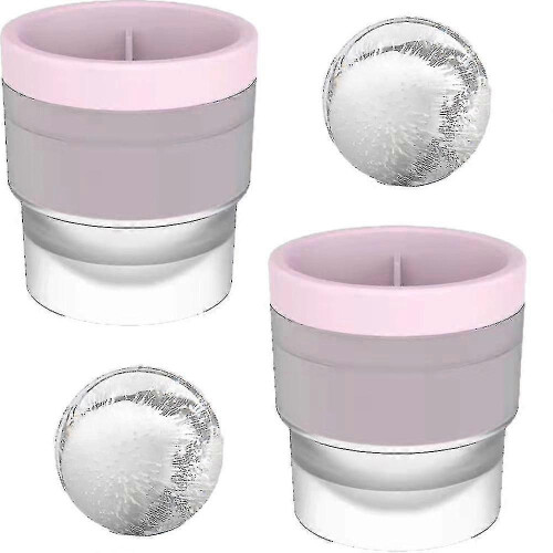 (pink) Easy Release Silicone Whiskey Ice Ball & Cocktail Ice Cube Maker Mold Set 1