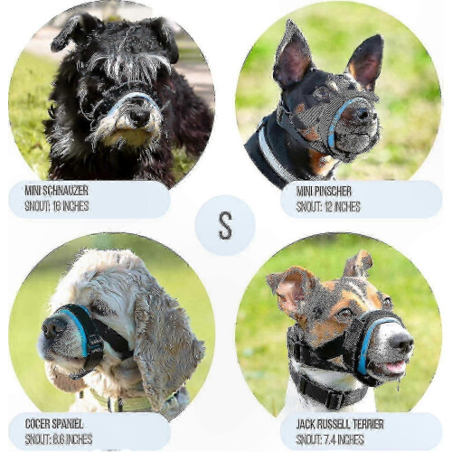 (Blue, M) Comfortable Dog Muzzle with Soft Neoprene Padding - Safe Anti-Bite Secure Fit Training Use 1